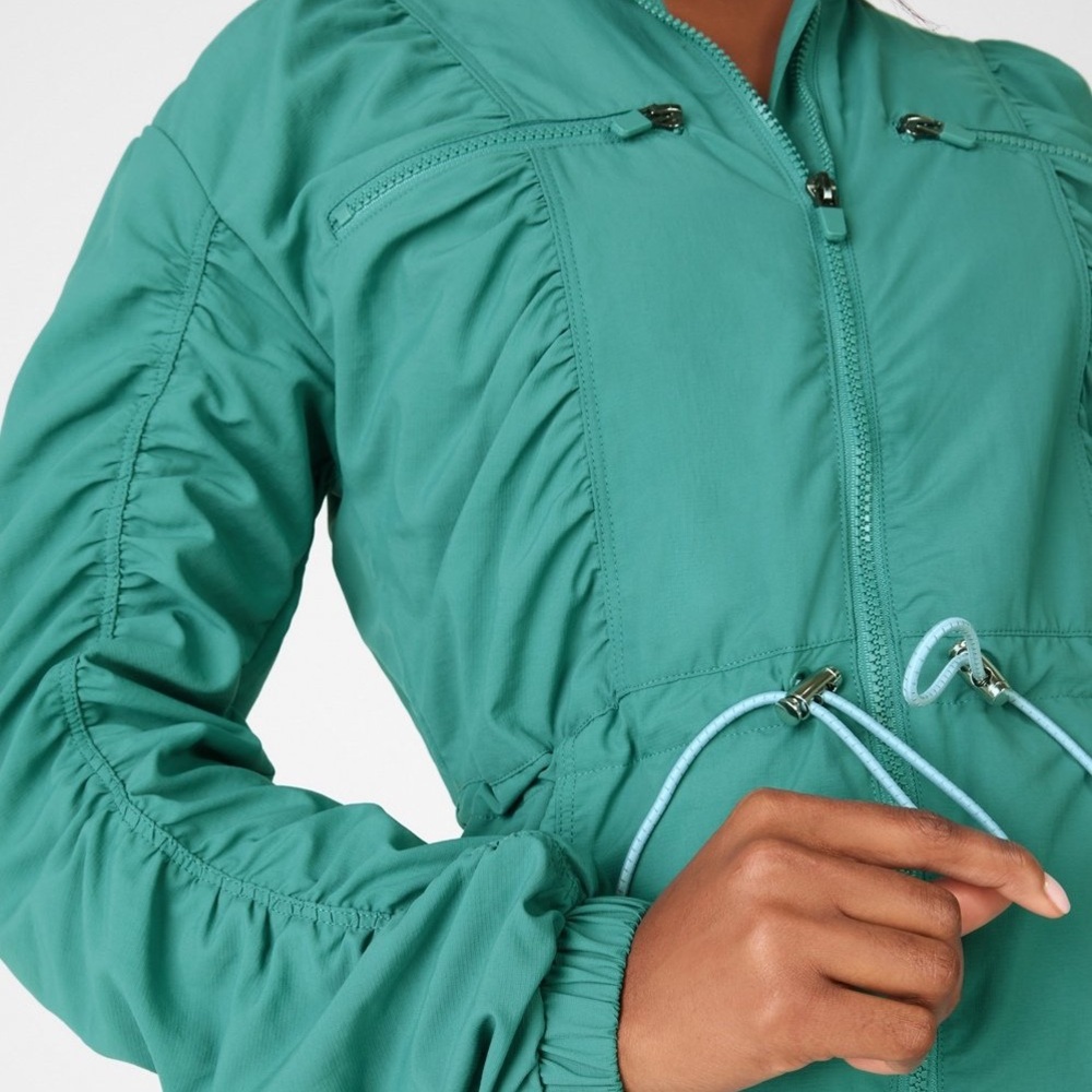 Fabletics Teal Utility Jumpsuit XS Rave Activewear Hiking Outdoors - Picture 2 of 4